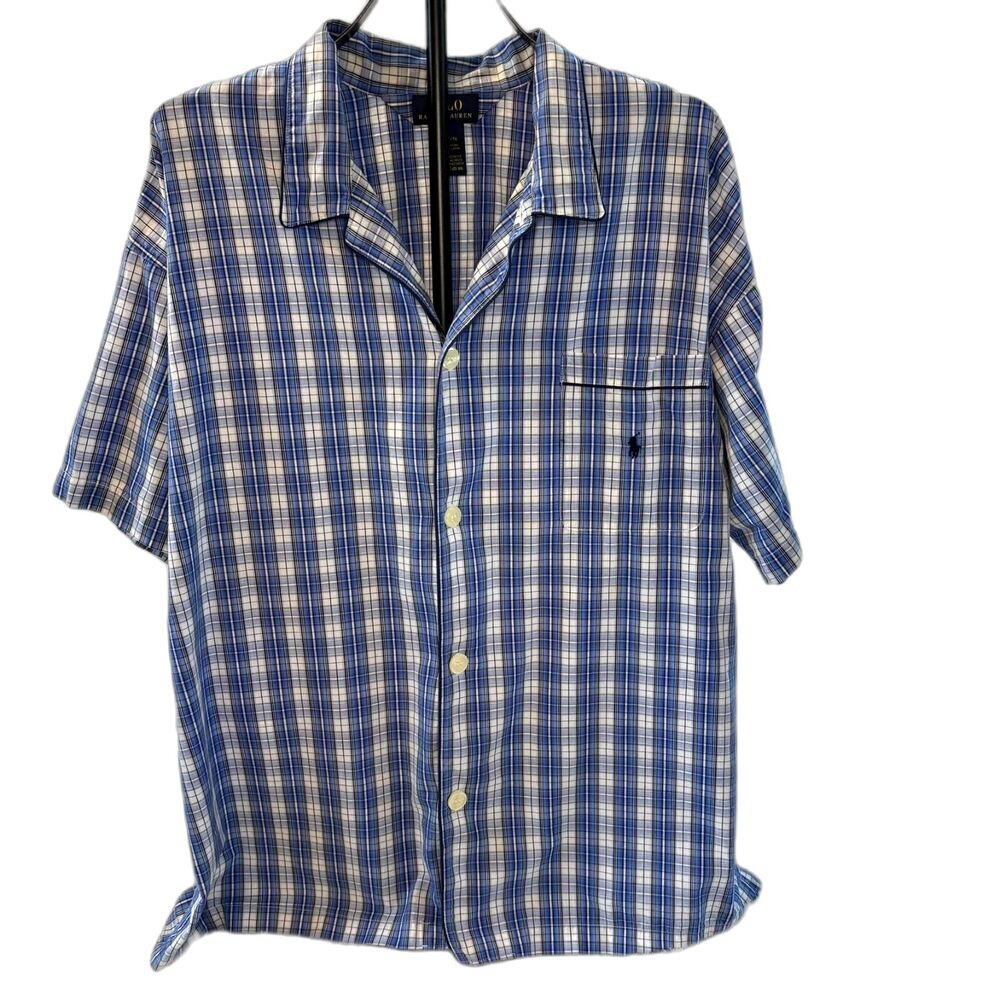 Polo Ralph Lauren Men's Size Extra Large BluePlaid Woven Short Sleeve Pajama Top